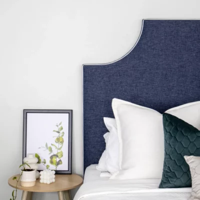custom curved bedhead with piping